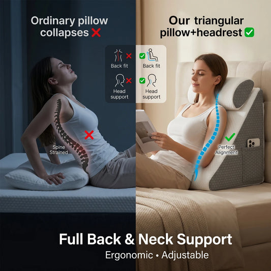 2PCS Memory Foam Wedge Pillow for Acid Reflux, Back Pain Relief, Headboard, Sleeping, Snoring, Back Support, After Surgery