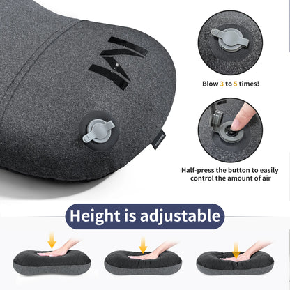 MAPLEAF Inflatable Camping Pillow Portable Neck Pillow Ergonomic Support Adjustable Firmness Neck Support Ultralight Backpacking