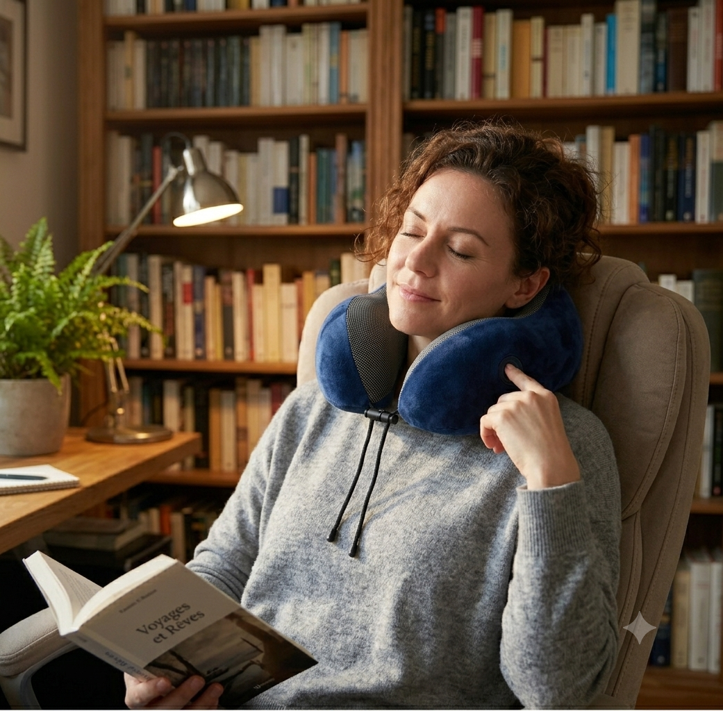 U-Shaped Memory Foam Travel Neck Pillow with Massage Support