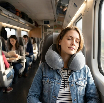 U-Shaped Memory Foam Travel Neck Pillow with Massage Support