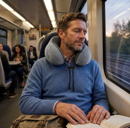 U-Shaped Memory Foam Travel Neck Pillow with Massage Support