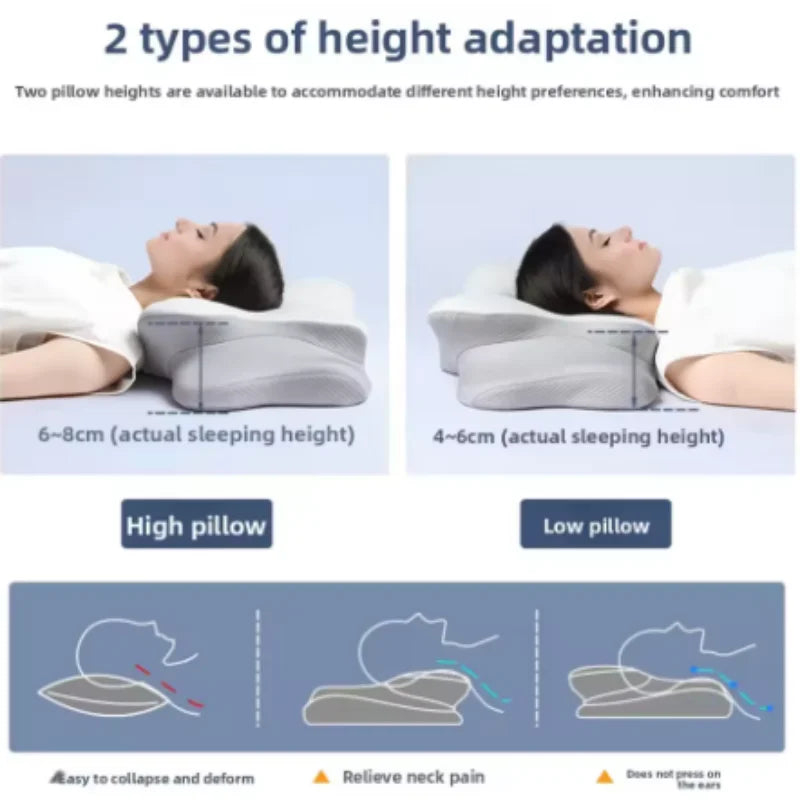 Slow rebound memory foam pillow ice silk for side sleeping neck support sleep aid deep sleep and ultra soft pillow