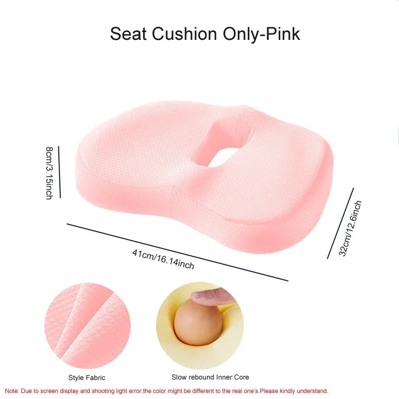 Memory Foam Seat Cushion Waist Back Support Pillow Set Orthopedic