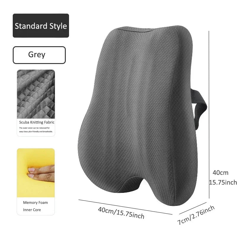 Memory Foam Seat Cushion Waist Back Support Pillow Set Orthopedic