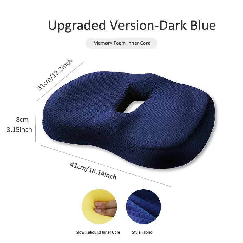 Memory Foam Seat Cushion Waist Back Support Pillow Set Orthopedic