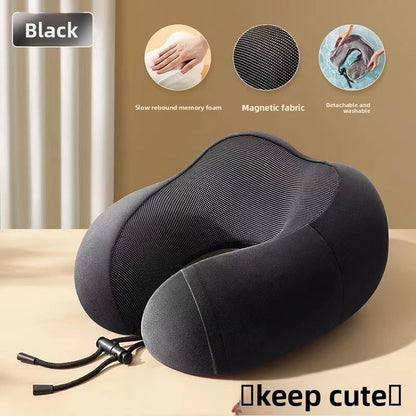 U-Shaped Memory Foam Travel Neck Pillow with Massage Support