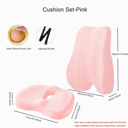 Memory Foam Seat Cushion Waist Back Support Pillow Set Orthopedic