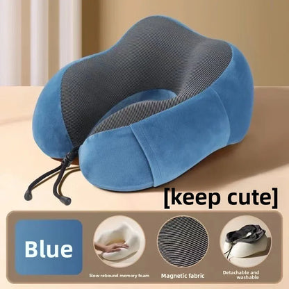 U-Shaped Memory Foam Travel Neck Pillow with Massage Support