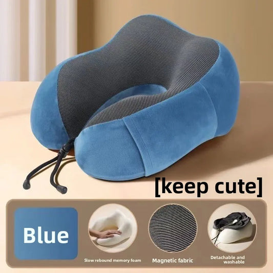 U-Shaped Memory Foam Travel Neck Pillow with Massage Support