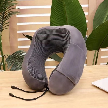 U-Shaped Memory Foam Travel Neck Pillow with Massage Support
