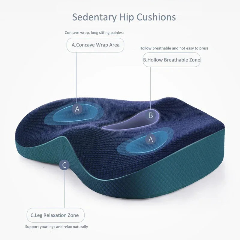 Memory Foam Seat Cushion Waist Back Support Pillow Set Orthopedic