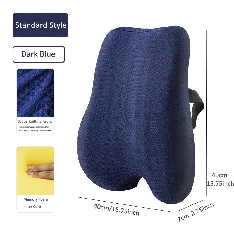 Memory Foam Seat Cushion Waist Back Support Pillow Set Orthopedic