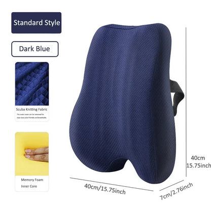 Memory Foam Seat Cushion Waist Back Support Pillow Set Orthopedic