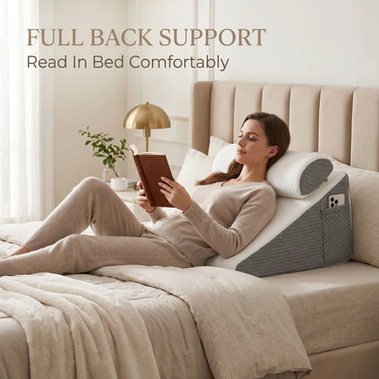 2PCS Memory Foam Wedge Pillow for Acid Reflux, Back Pain Relief, Headboard, Sleeping, Snoring, Back Support, After Surgery