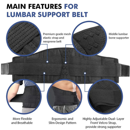 Adjustable Back Lumbar Support Belt Lower Back Brace for Lifting