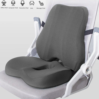 Memory Foam Seat Cushion Waist Back Support Pillow Set Orthopedic