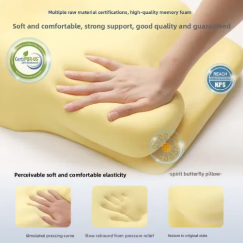Slow rebound memory foam pillow ice silk for side sleeping neck support sleep aid deep sleep and ultra soft pillow