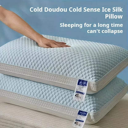 1PC Summer Cooling Ice Silk Pillow Breathable Mesh Edges 3D Ergonomic Cervical Support Pillow Core for Home Hotel 2025 New