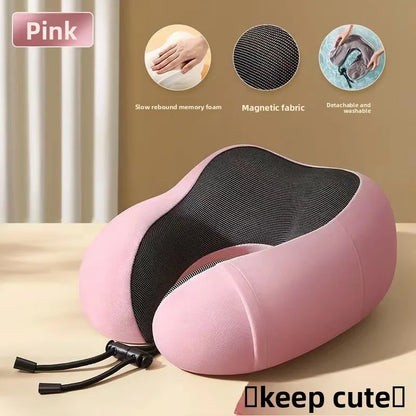 U-Shaped Memory Foam Travel Neck Pillow with Massage Support